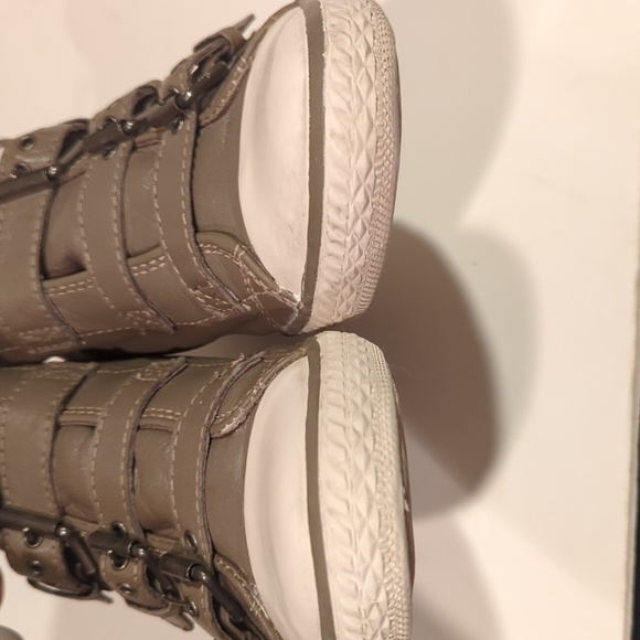 ash Taupe Wedge Zip Leather HighTop Sneaker Size 6.5 (37) - Picture 9 of 14